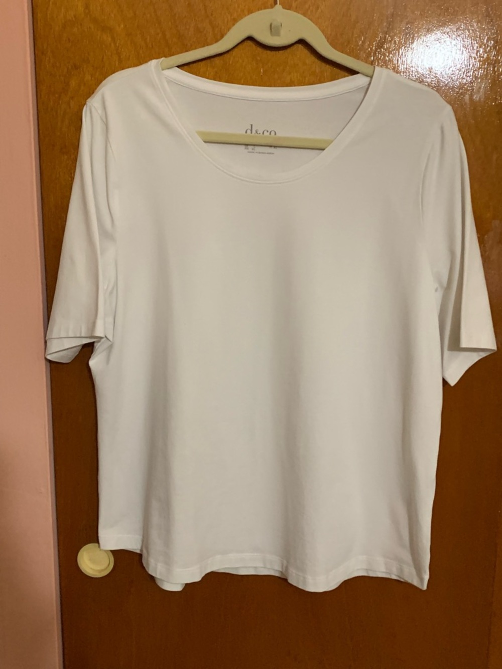 Denim&Co White Short-Sleeve Scoop Neck Tagless  Tee L